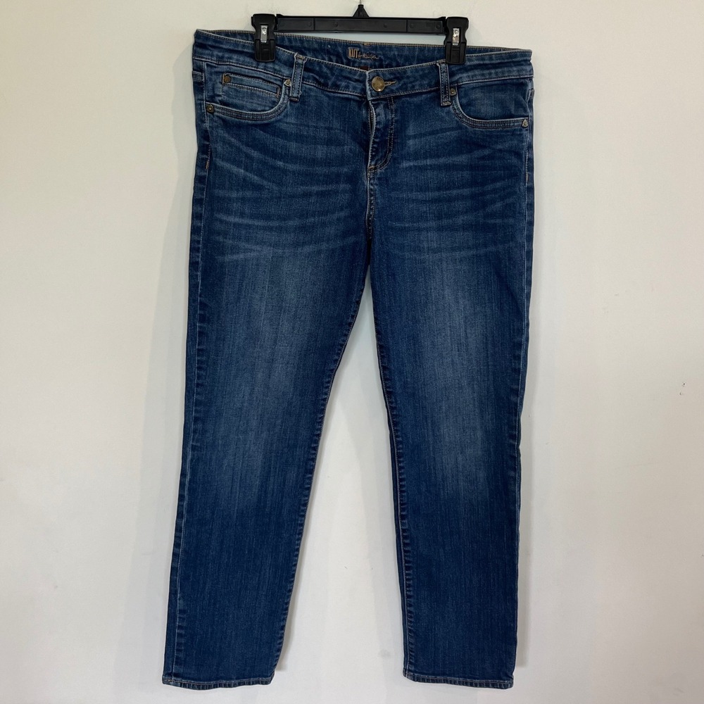 Kut from the Kloth Straight Leg Jeans Medium Wash Blue Denim Size 16